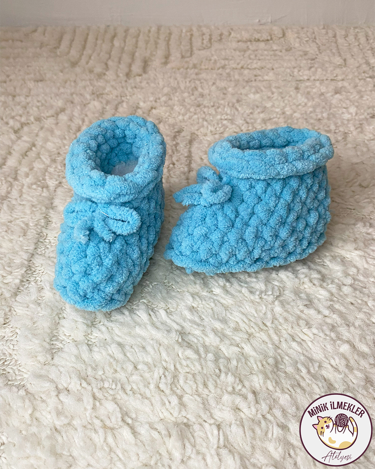 Bebek Patik – Azur Mavi, 1 Yaş – Alize Puffy, El Örgüsü
