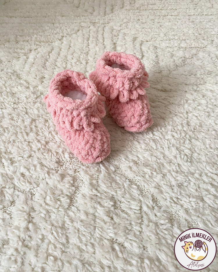Bebek Patik – Pudra Pembe, 1 Yaş – Alize Puffy, El Örgüsü