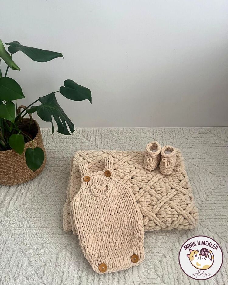 Bebek Set (Tulum, Battaniye, Patik) – Bal Köpüğü, – El Örgüsü