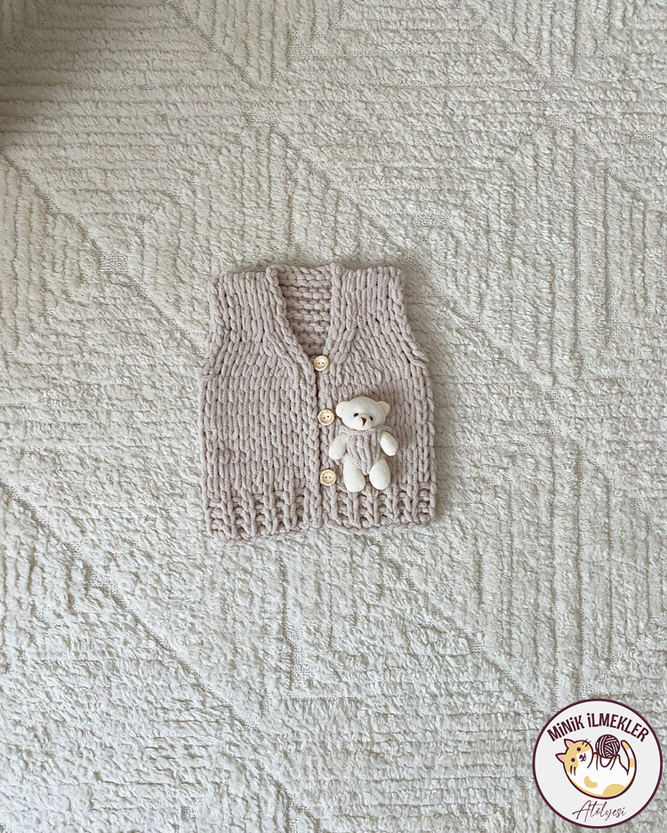 Bebek Yelek – Fil Dişi, 1 Yaş – Alize Puffy, El Örgüsü