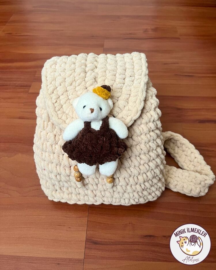 Çocuk Çanta – Bal köpüğü , 30x27 cm – Alize Puffy, El Örgüsü