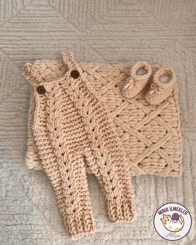 Bebek Set (Tulum, Battaniye, Patik) – Bal Köpüğü, – El Örgüsü