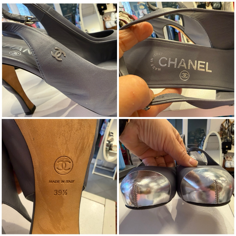 Chanel gri arkası açık stiletto 39.5