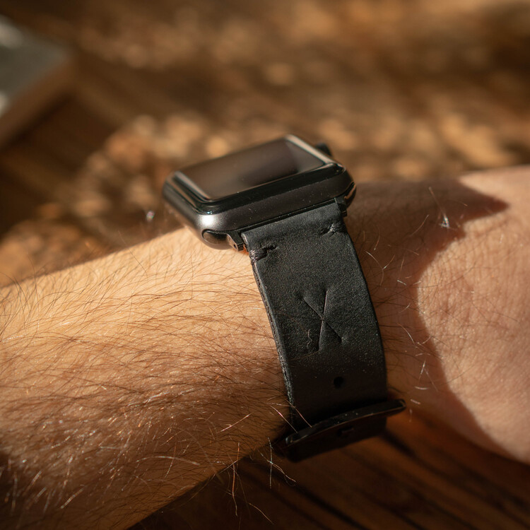 minimal X Apple Watch Kordonu - El Yapımı & Gerçek Deri - Tüm Renkleri
