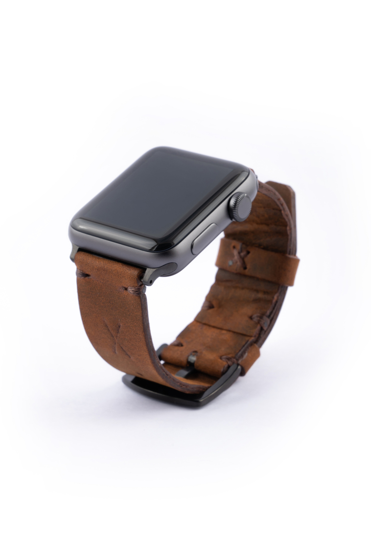 minimal X Apple Watch Kordonu - El Yapımı & Gerçek Deri - Tüm Renkleri