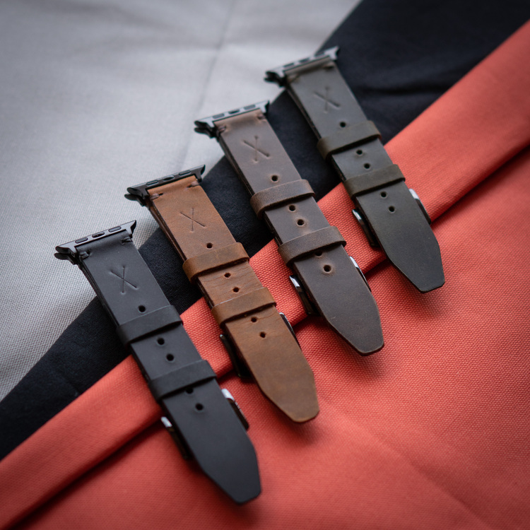 minimal X Apple Watch Kordonu - El Yapımı & Gerçek Deri - Tüm Renkleri