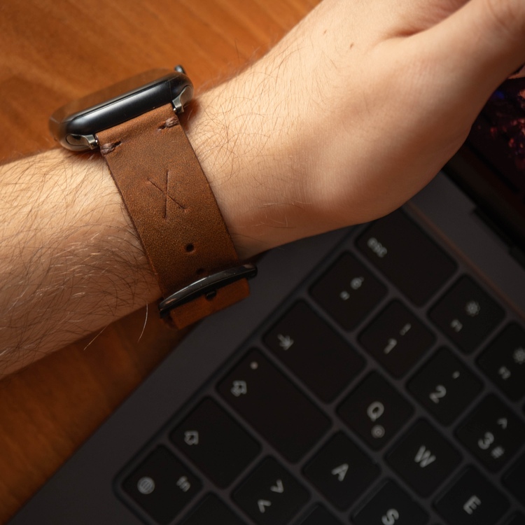 minimal X Apple Watch Kordonu - El Yapımı & Gerçek Deri - Tüm Renkleri