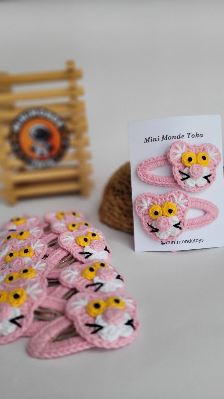 Pembe Panter Çıtçıt Toka (1 çift)