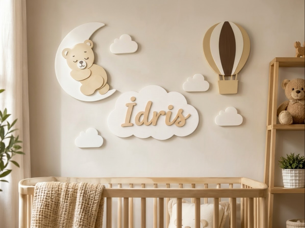 5parçalı Büyük Bebek odası duvar konsepti 