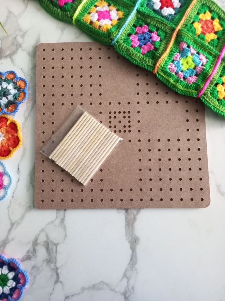 Motif Tezgahı Ahşap Motifmatik 30*30 cm Örgü Tığ işi Motif Bloğu
