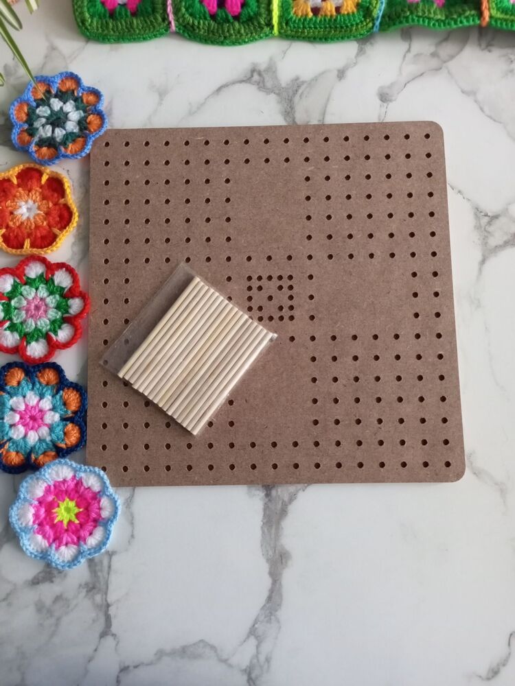 Motif Tezgahı Ahşap Motifmatik 30*30 cm Örgü Tığ işi Motif Bloğu