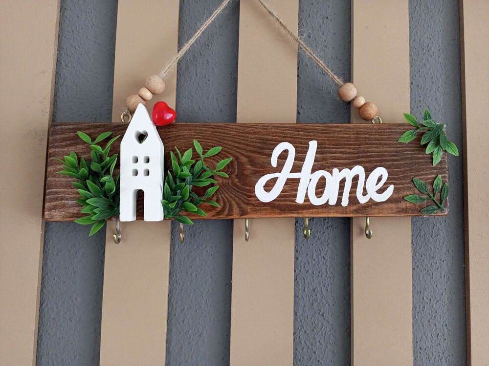 Ahşap Home Anahtarlık Askısı 