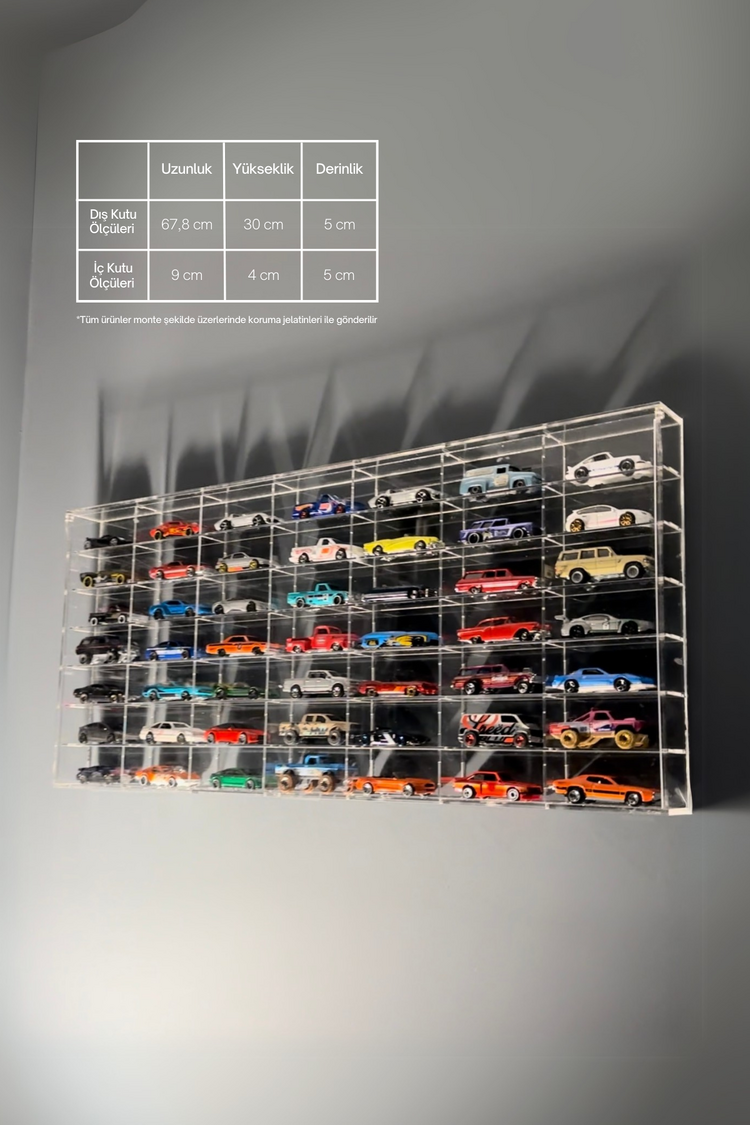 49’lu Kapaklı Pleksi 1/64 Arabalar için Diecast Model Araç Sergileme Rafı