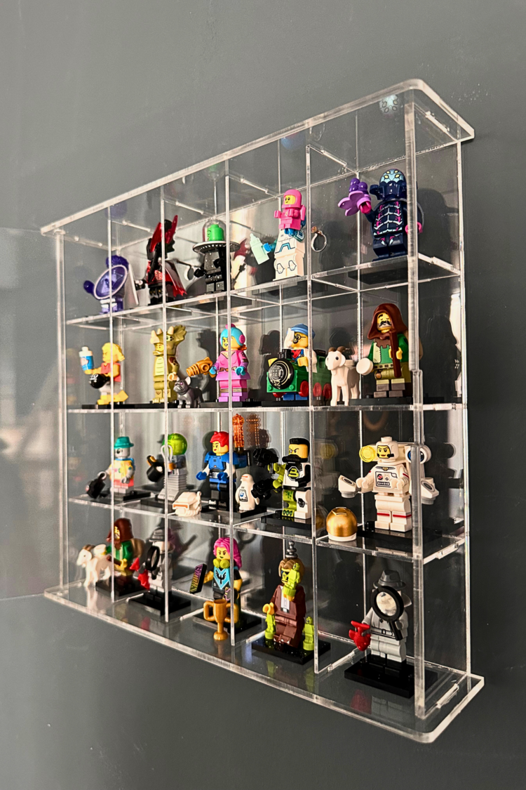  Kapaklı Pleksi Lego Minifigür Yapı Oyuncakları Sergileme Rafı