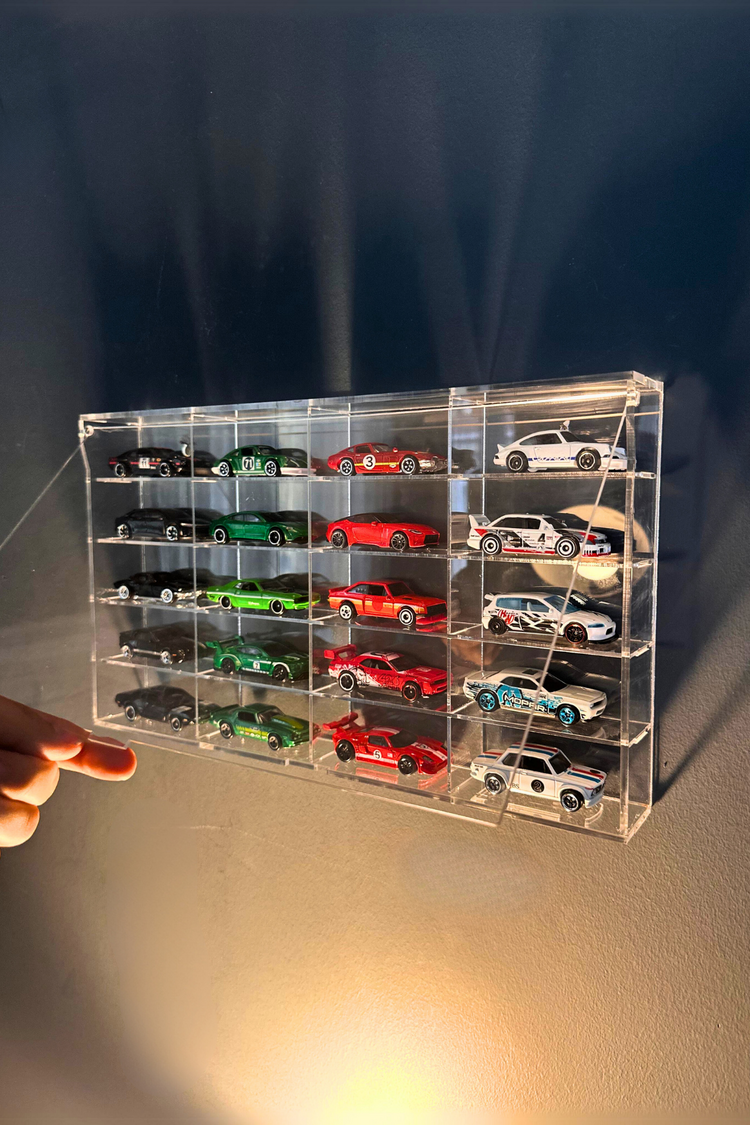 20’li Kapaklı Pleksi 1/64 Hot Wheels Araba Rafı