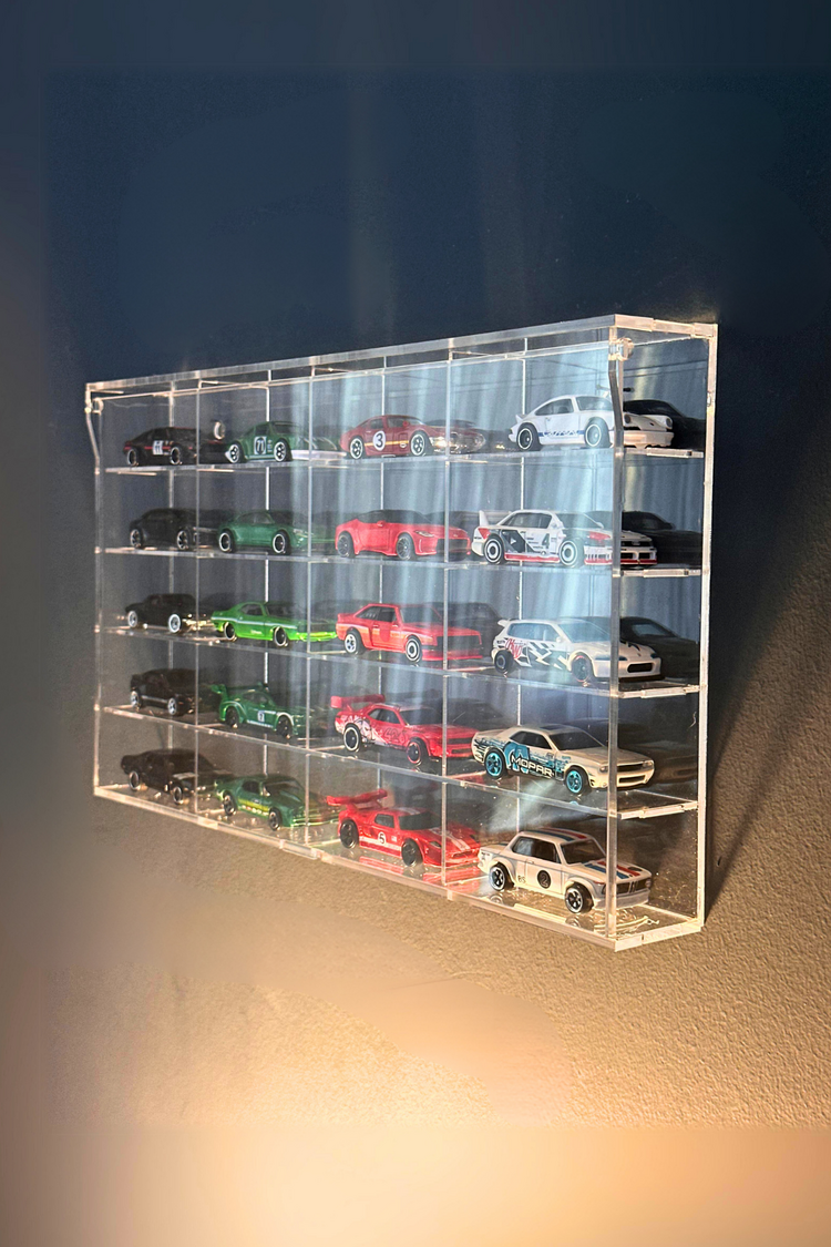 20’li Kapaklı Pleksi 1/64 Hot Wheels Araba Rafı