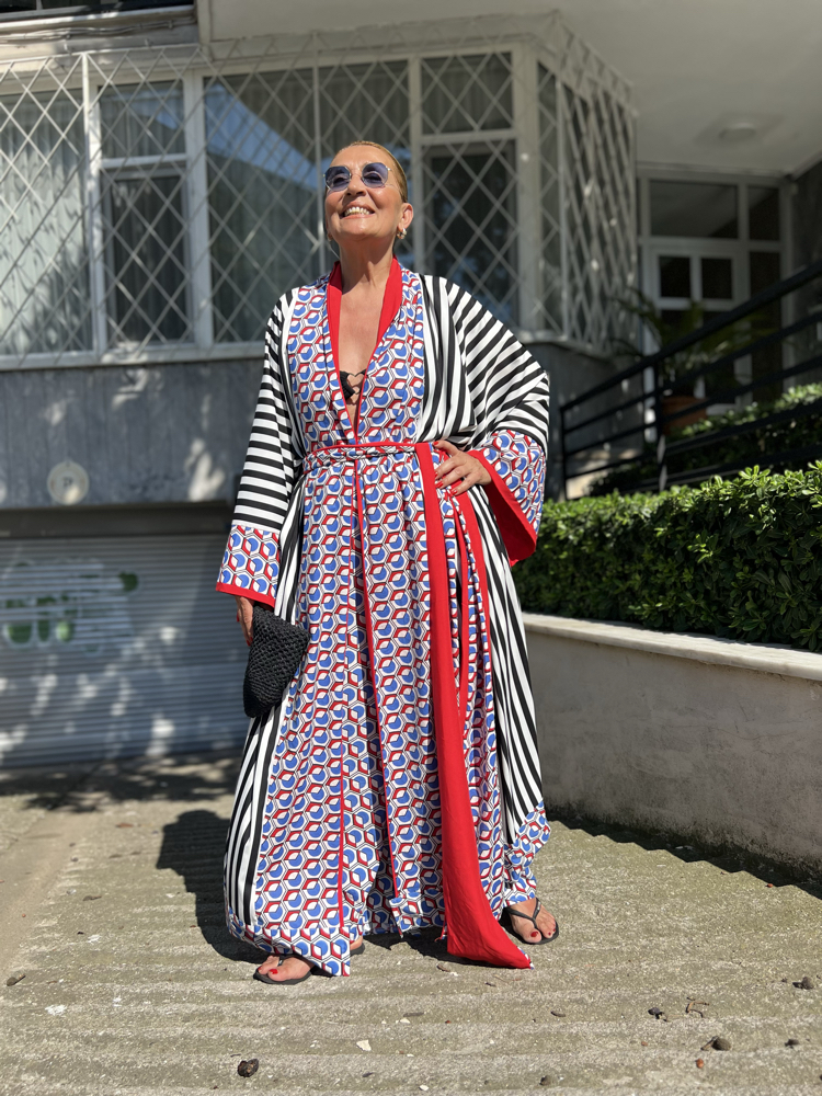 Maksi boy strip kimono