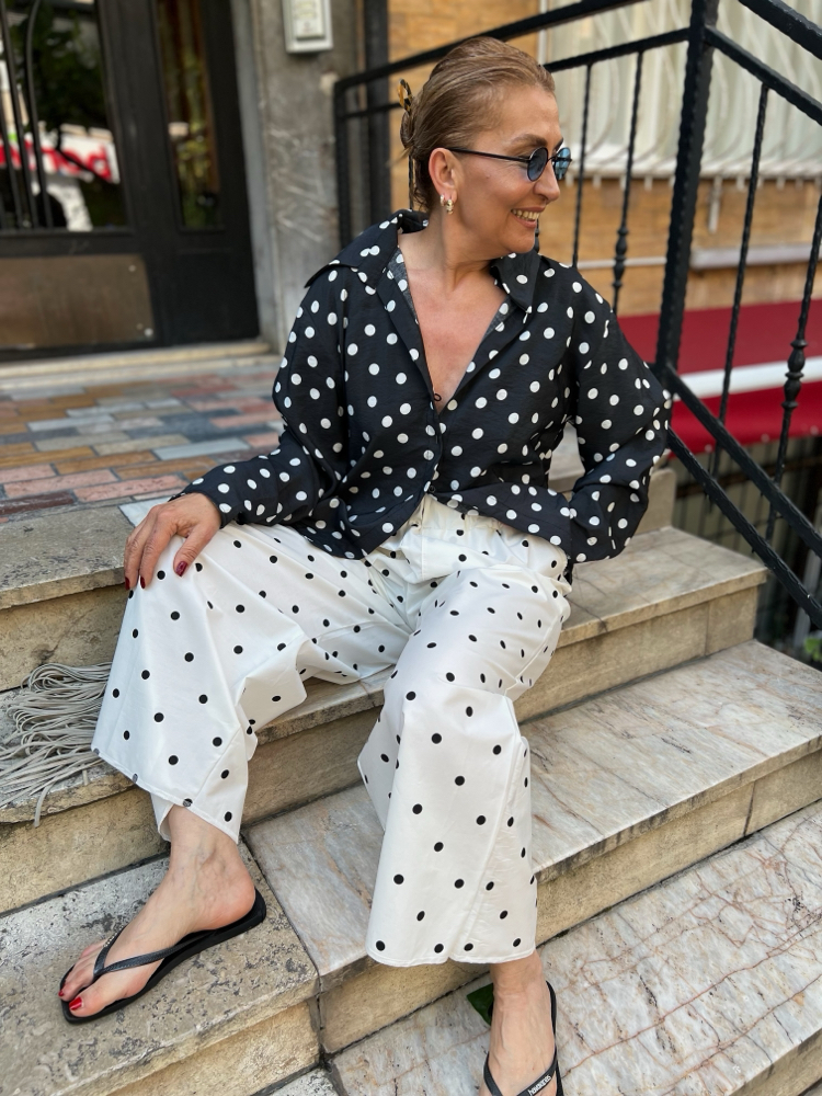 Siyah Polka gömlek 