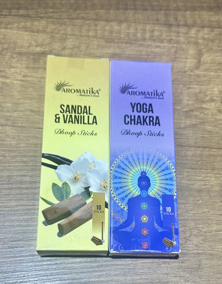 aromatika 2li set (Yoga Chakra ve Sandal & Vanilya Dhoop Tütsüsü)