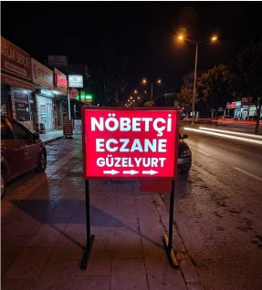 Portatif Akülü Işıklı Nöbetçi Eczane Tabelası (Eczane İsmine Özel Üretim)