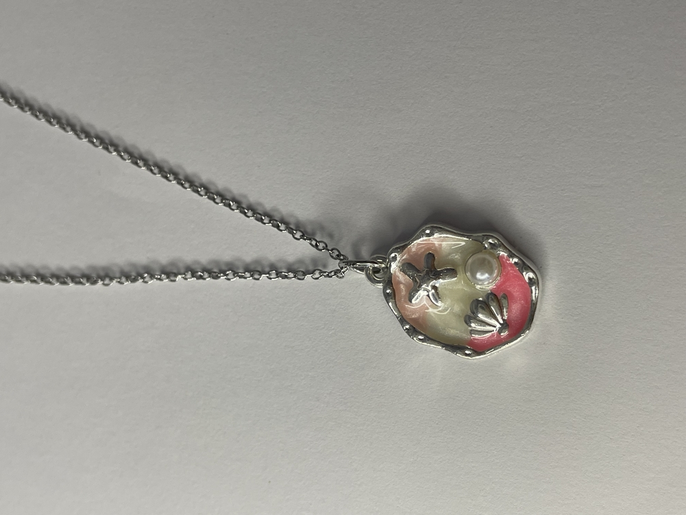 Çelik pembe ocean kolye
