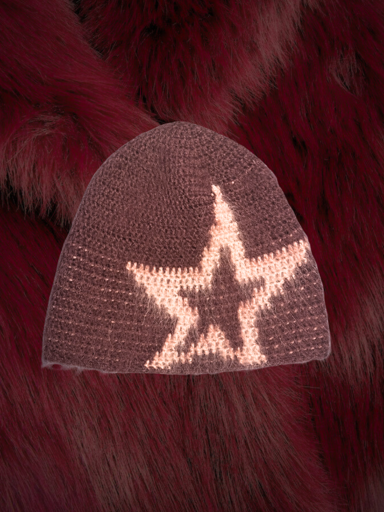 Star Mohair Brushed Beanie