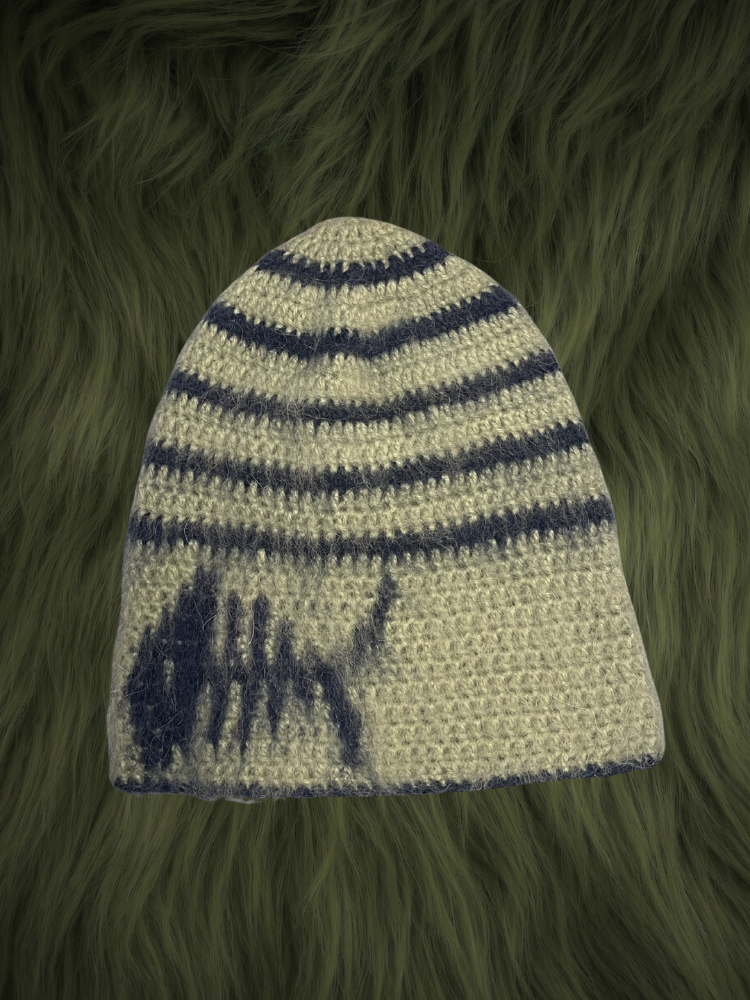 Fish Bone Mohair Brushed Beanie