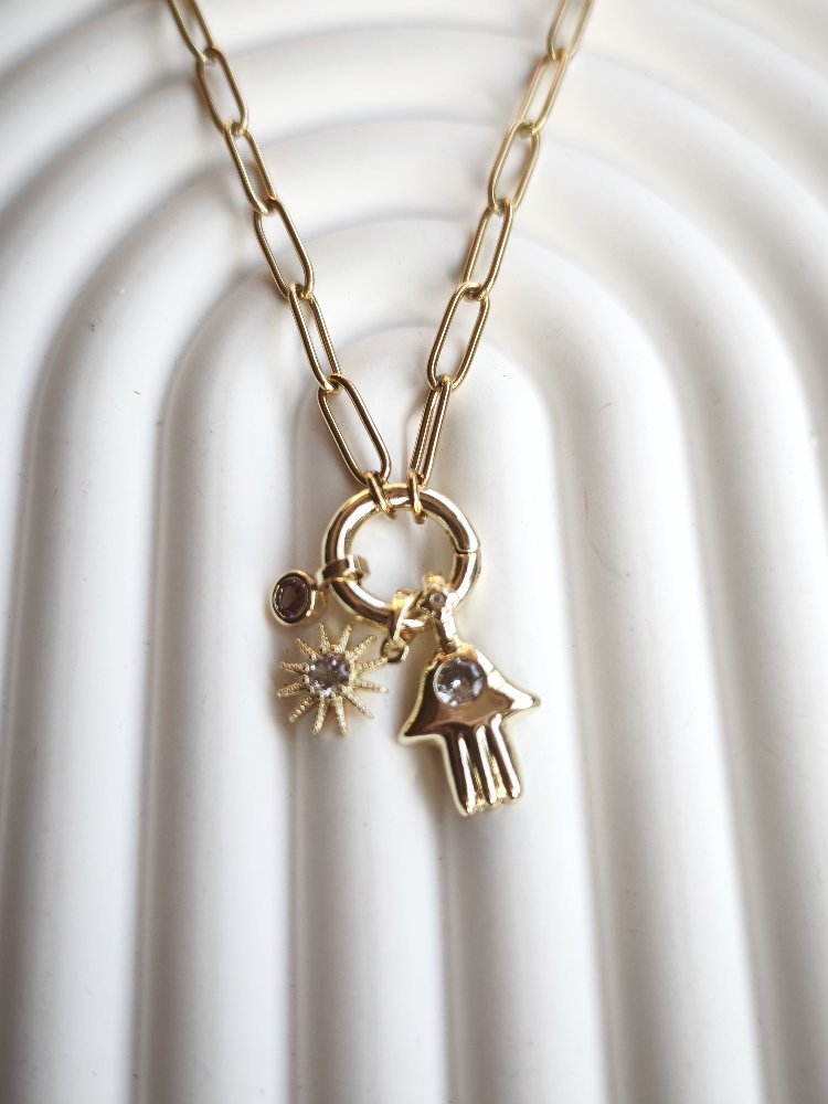 Taşlı charm kolye