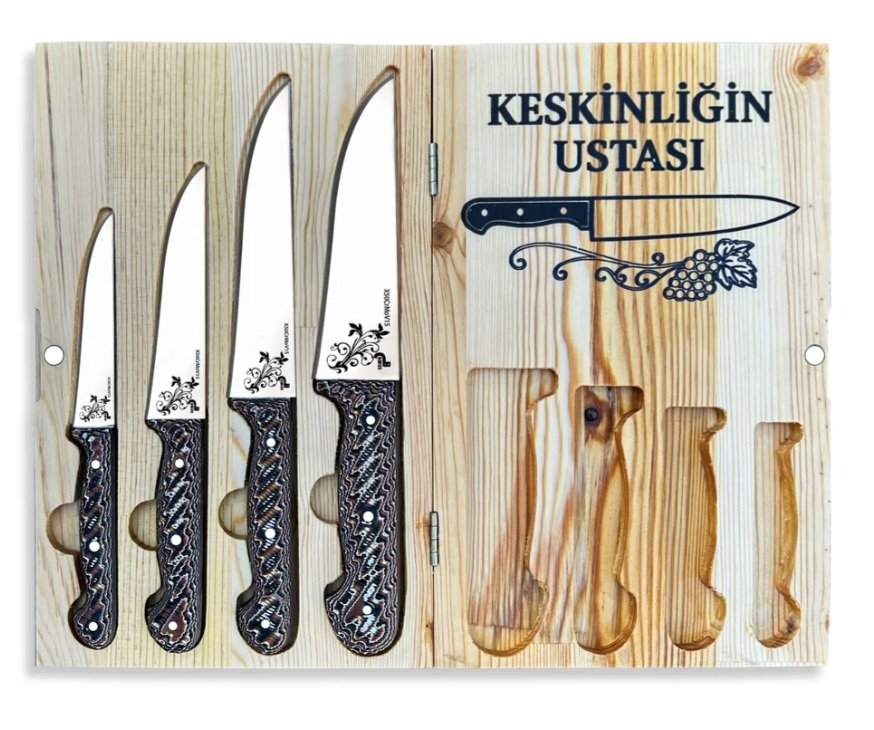 BORDO 4'lü mutfak seti ve Kesme tahtası