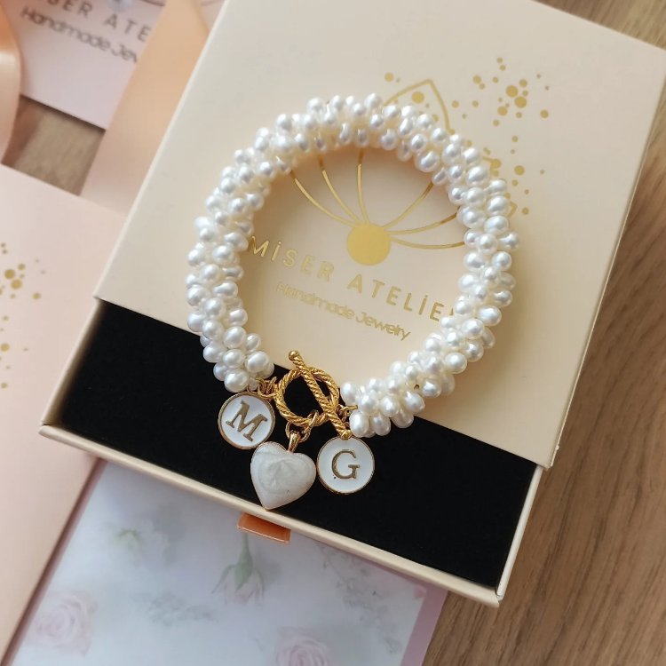'SERRA BRACELET ~3 ' gümüş KLİPSLİ HARFLİ BİLEKLİK '