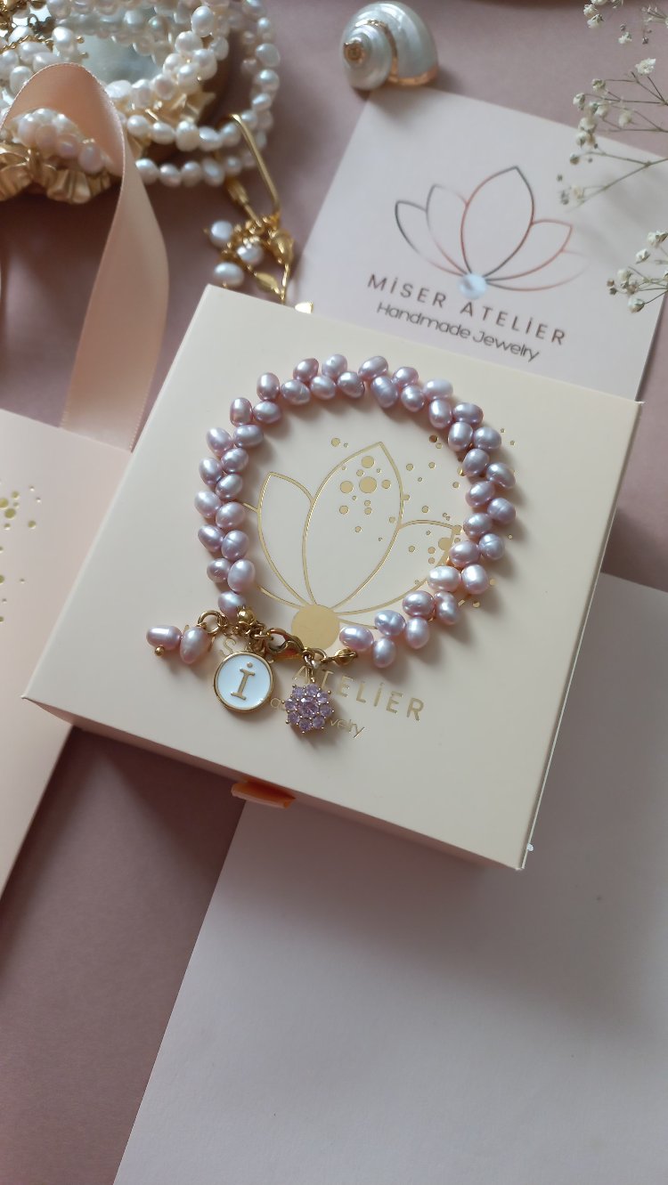 SUGAR PINK&LILAC  HARFLİ BİLEKLİK 