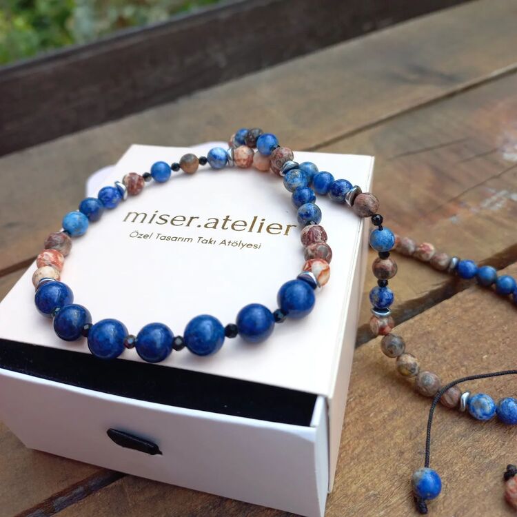 ' LAPİS LAZULI & JASPER ' ERKEK KOLYE