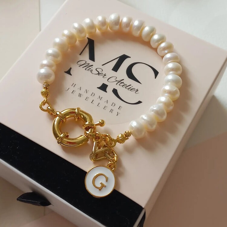 ' GEMİCİ KİLİT RONDELA İNCİ BİLEKLİK ' * YENİ *