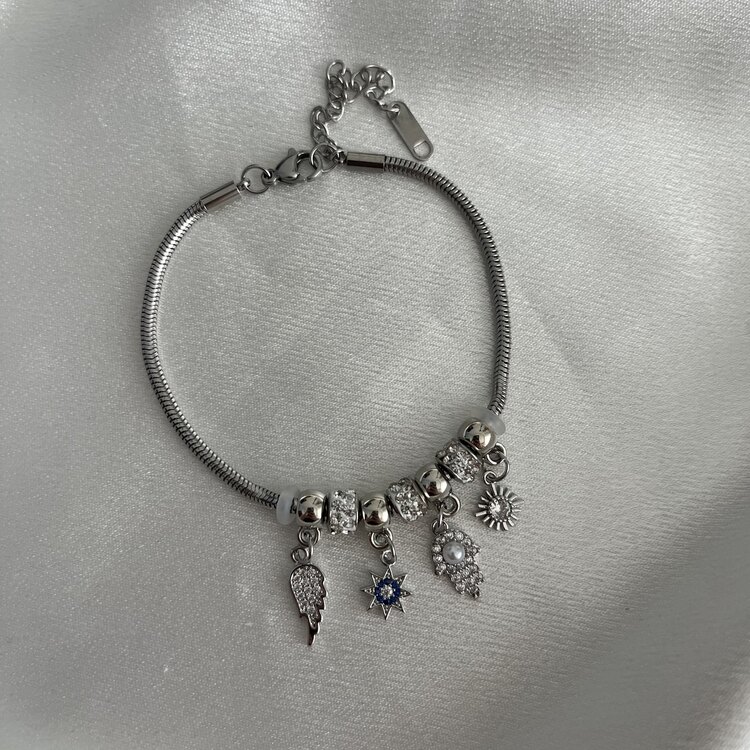 El-Güneş-Kanat Silver Charm Bileklik | Çelik