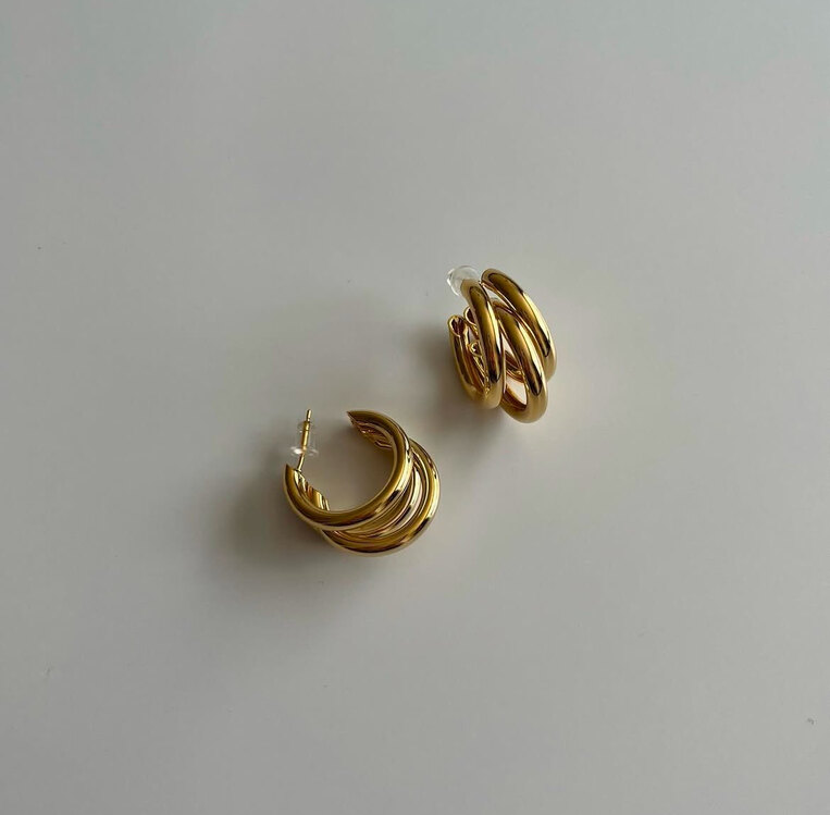 Çoklu Görünümlü Hoops Gold Küpe | Çelik