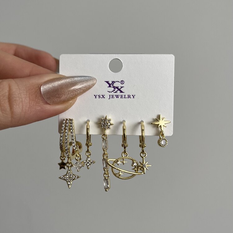 VIP Kutup Yıldızlı 6'lı Küpe Seti
