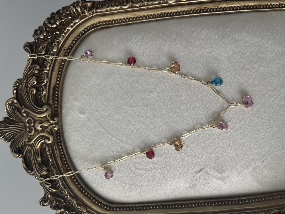 14K Renkli Taşlı Choker | Çelik