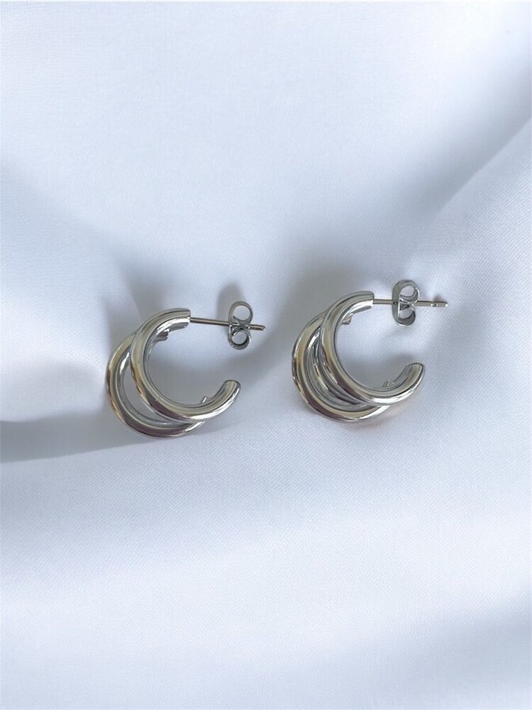 Çoklu Görünümlü Hoops Silver Küpe | Çelik