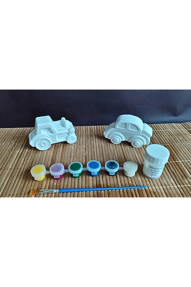 6 Adet (3D) Sevimli Taşıtlar Figürlü Taş Boyama Seti Çocuk Gelişimi Etkinlik