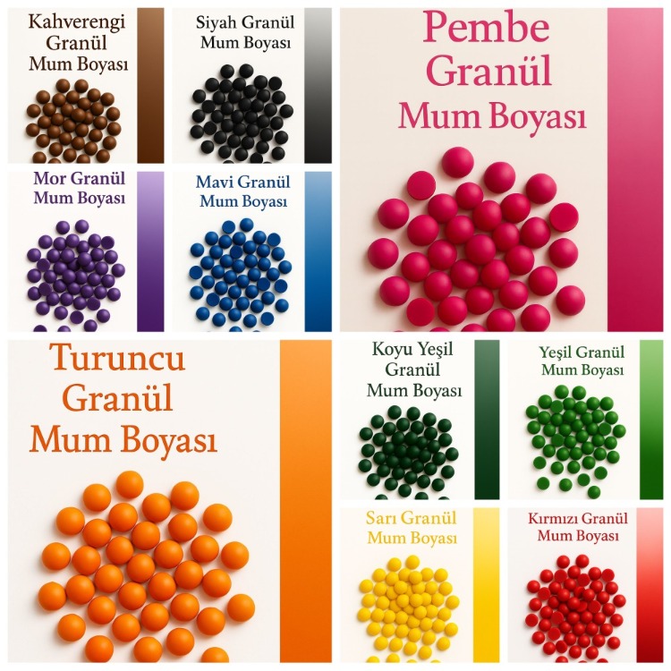 Granül Mum Boyası Yüksek Kaliteli Mum Boya Pigmenti, Hobi ve Mum Yapma Malzemesi