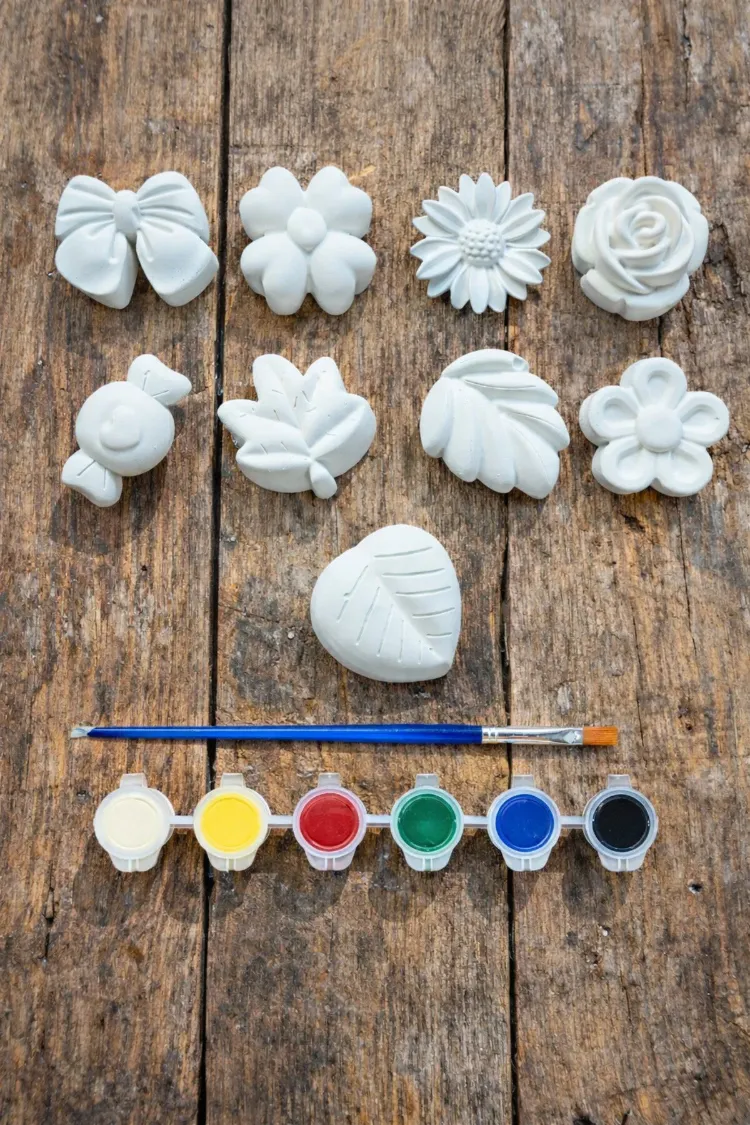 9 Adet (3D) Çiçek Yaprak Motifli Taş Boyama Seti Çocuk Gelişimi Etkinlik