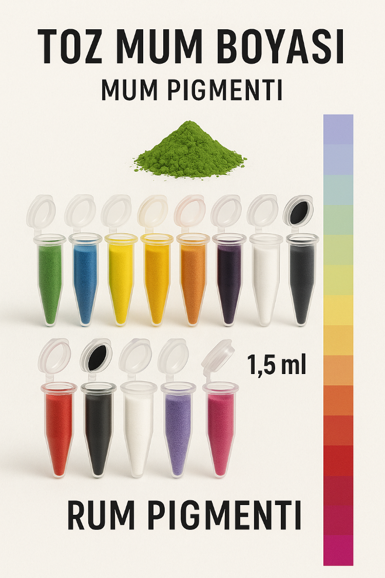 Toz Mum Boyası ℅100 Doğal Pigment 1,5 mL (Parafin Wax Soya Wax Jel Mum Kandil Mum)