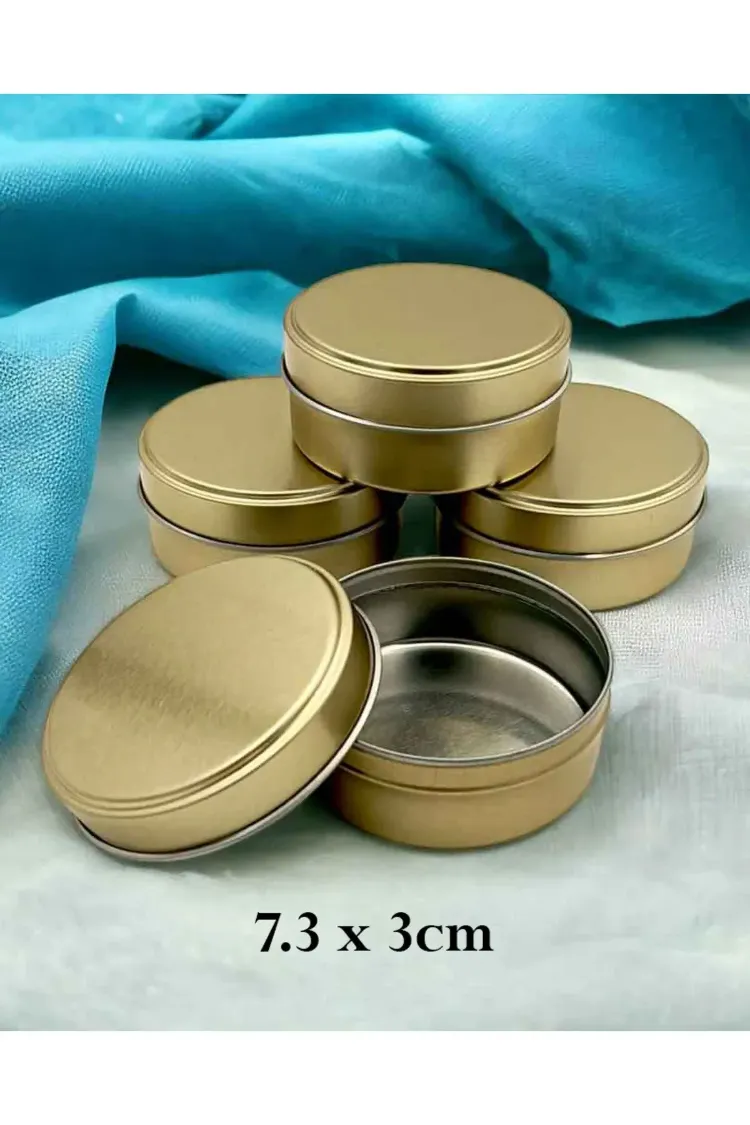 10 Adet Düz Renkli Mum, Sabun ve Hediyelik Metal Kutu 7,3x3,1 cm