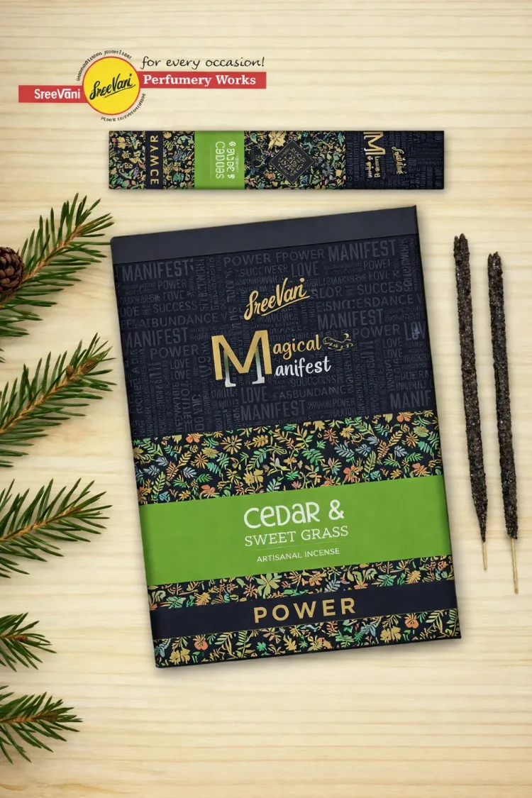 Sedir&Şeker Otu Sree Vani Magical Manifest Sanatsal Doğal El Yapımı Premium Tütsü ( 6 Adet)