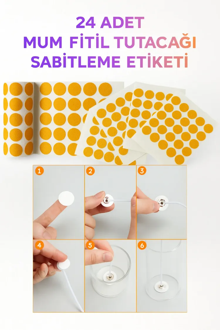 24 Adet Mum Fitili Tutacağı Sabitleme Etiketi