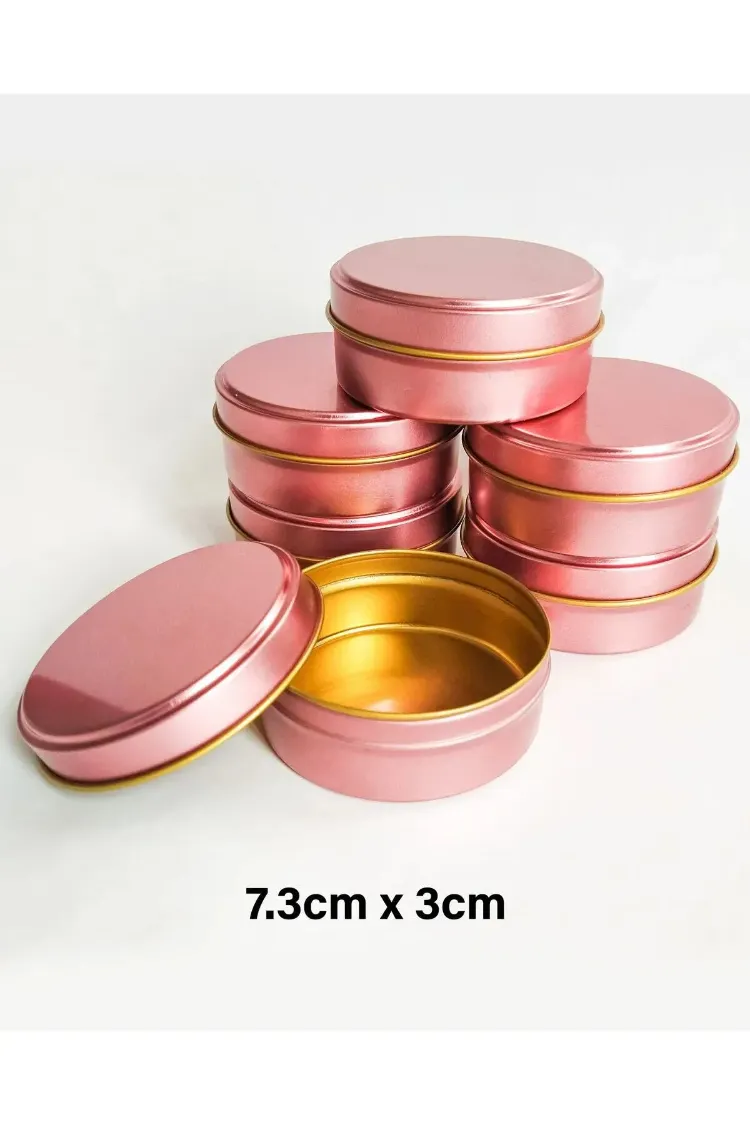 10 Adet Düz Renkli Mum, Sabun ve Hediyelik Metal Kutu 7,3x3,1 cm