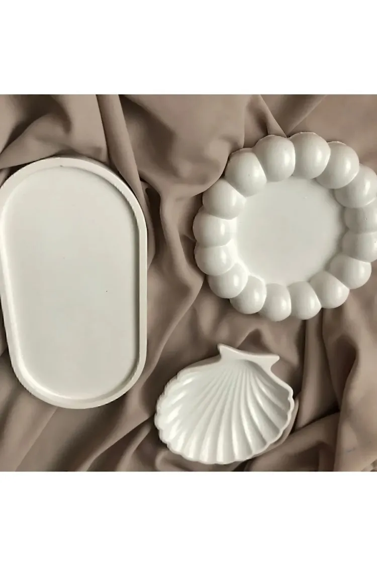Dekoratif Tabak 3’lü Oval & Baloncuk Set