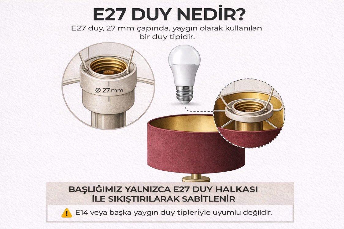 DEKORATİF TAŞ RENGİ KUMAŞ KAPLAMA ABAJUR BAŞLIĞI