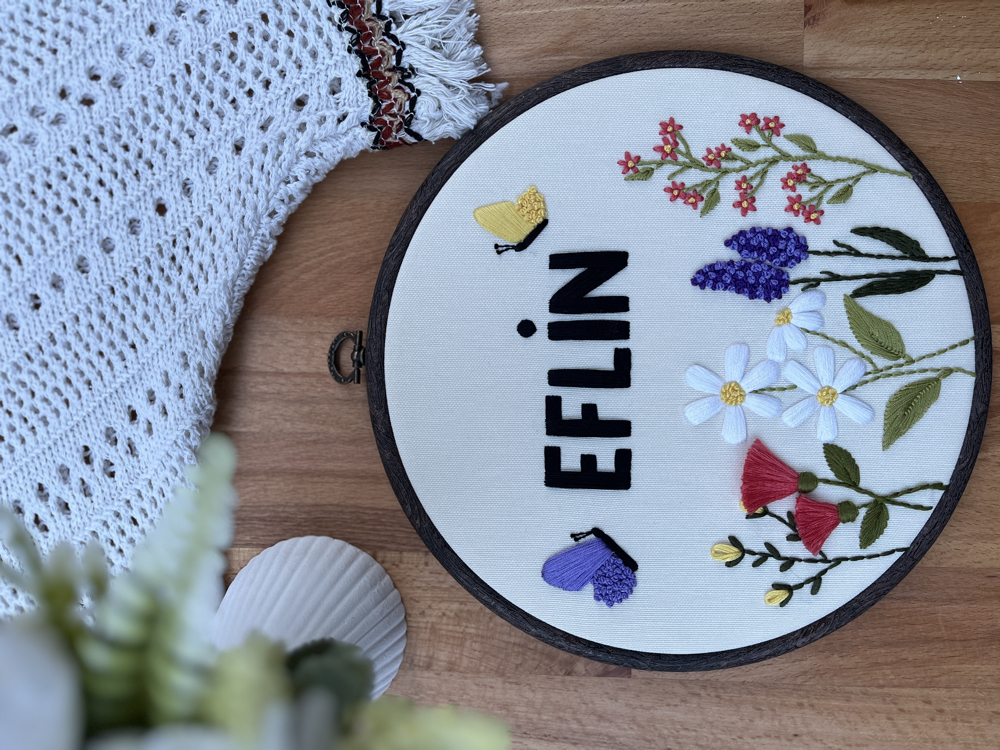 “Eflin” bebek odası kapı süsü (kişiselleştirilir)