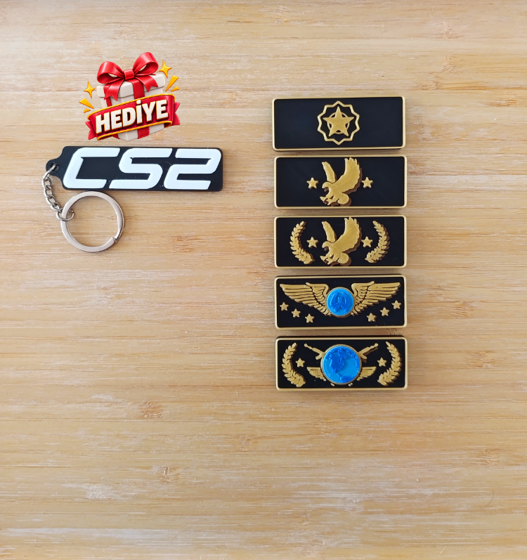 CS2 Rütbe Magnet Seti - CS Anahtarlık Hediyeli